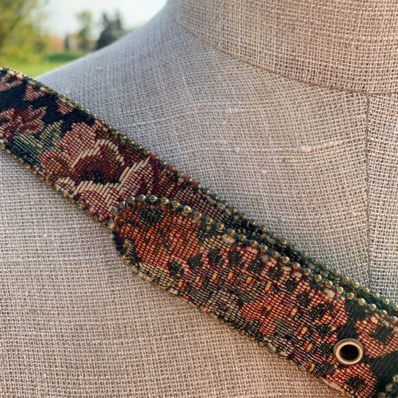 Vintage 80s Tapestry Statement Retro Boho Waist Belt - Picture 4 of 15